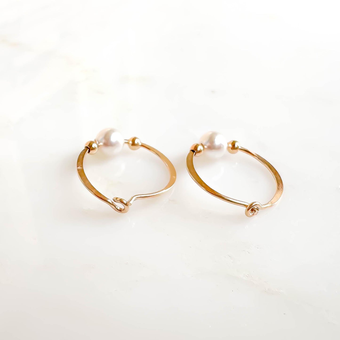 Crystal Pearl Bead Hoop Earrings, 14K Gold Filled