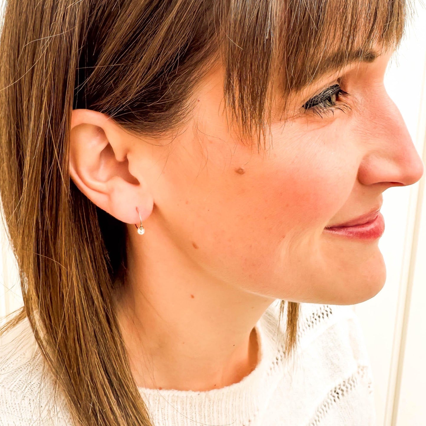 Crystal Pearl Bead Hoop Earrings, 14K Gold Filled