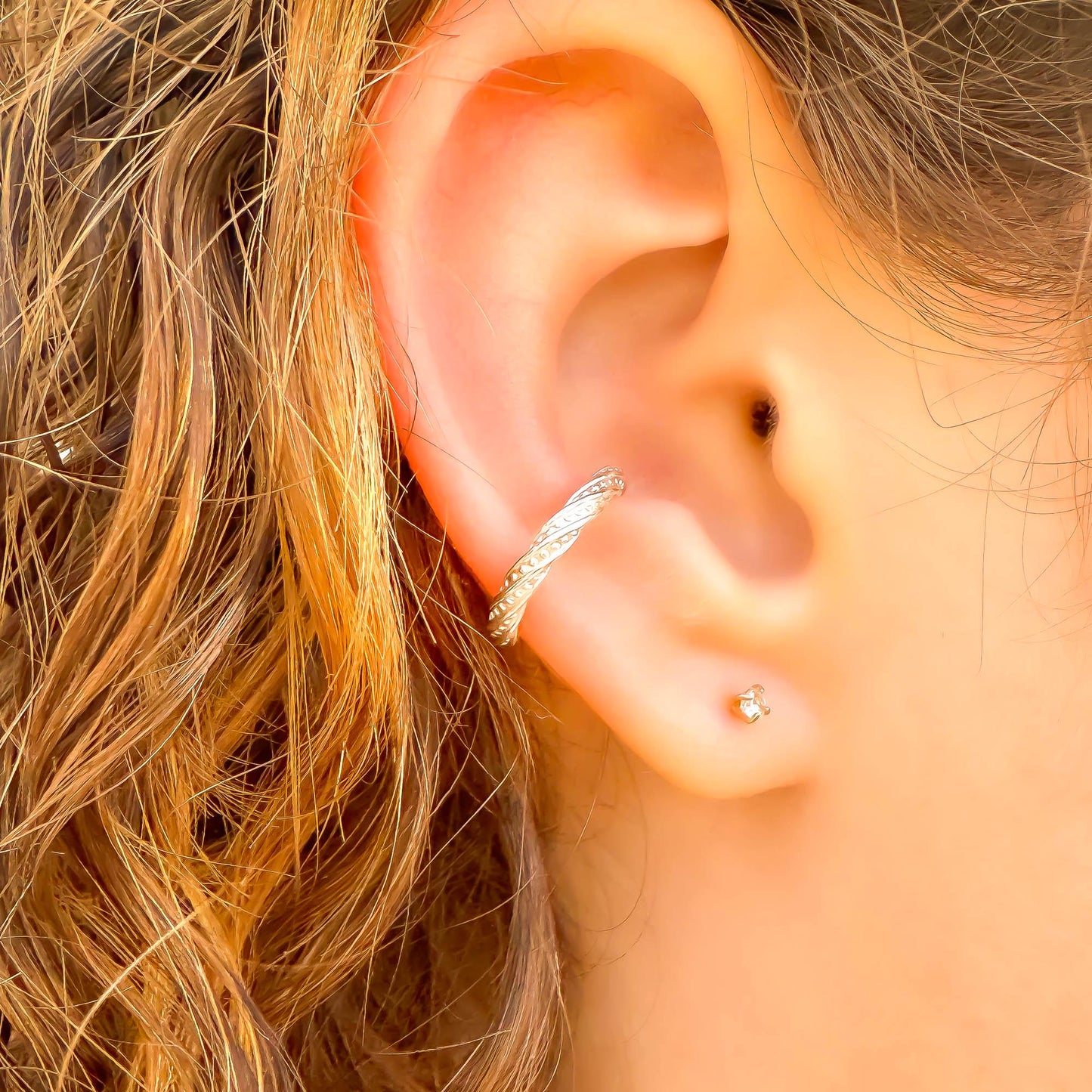 Thick Twist Conch Ear Cuff, Sterling Silver