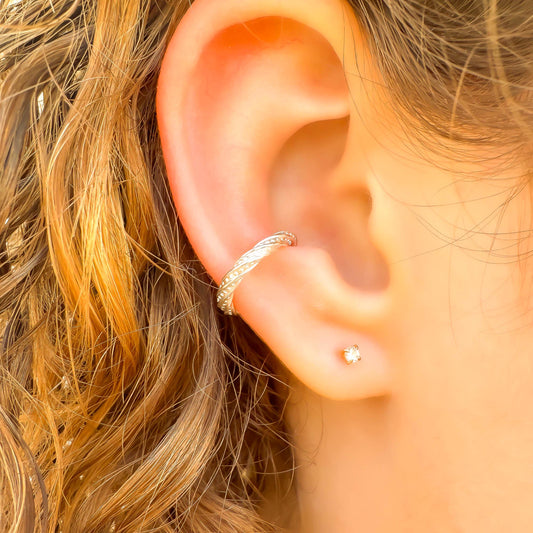Thick Twist Conch Ear Cuff, Sterling Silver