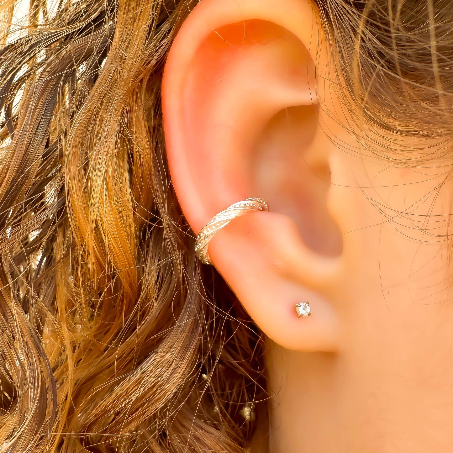 Thick Twist Conch Ear Cuff, Sterling Silver