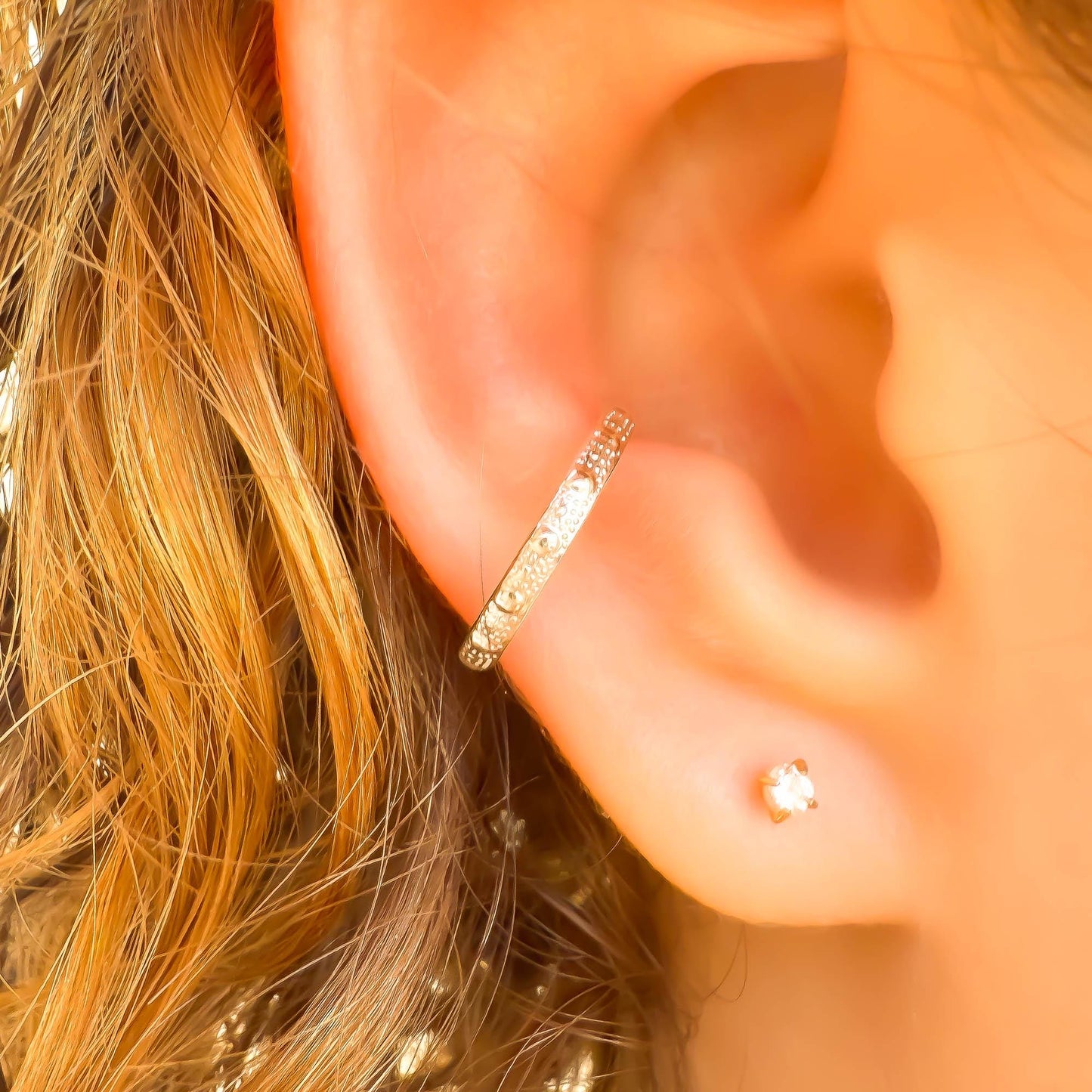 Dot Conch Ear Cuff, Sterling Silver