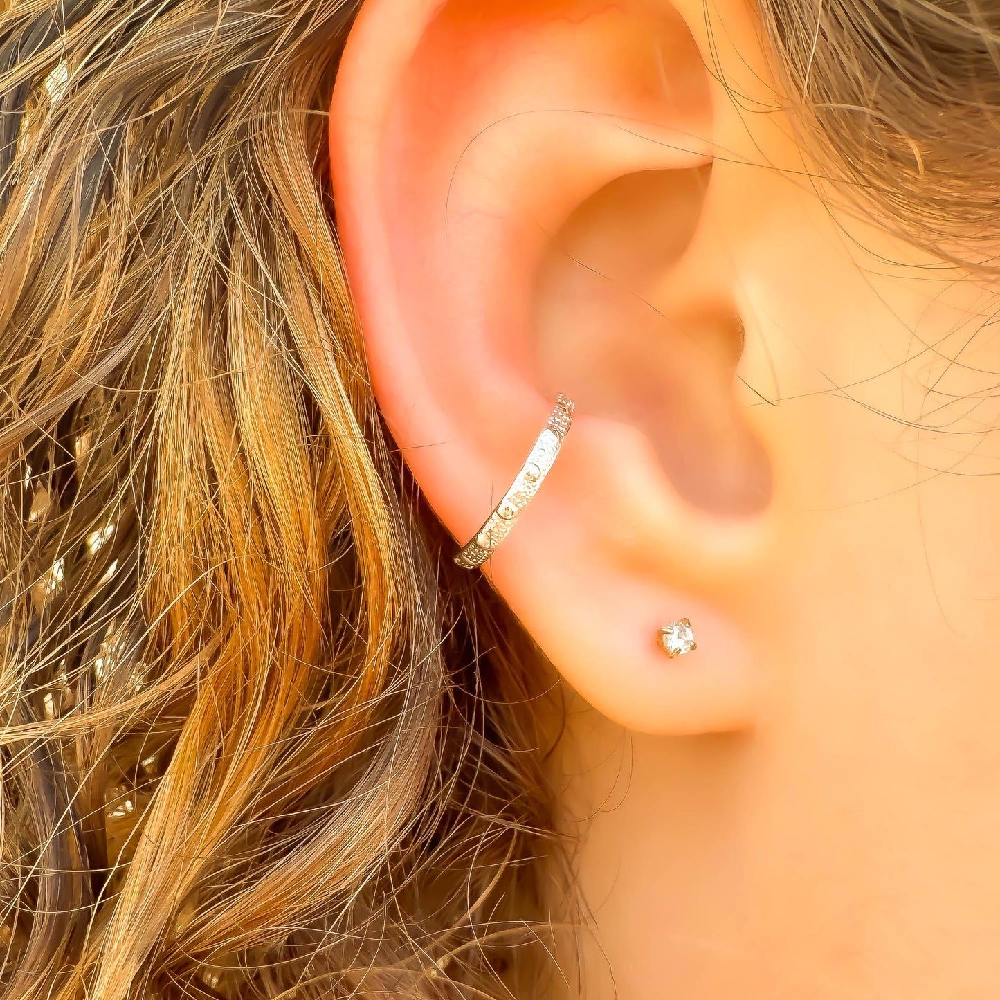 Dot Conch Ear Cuff, Sterling Silver
