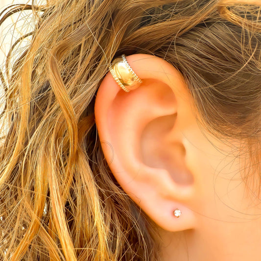 Mini Domed Thick Ear Cuff, 14K Gold Filled
