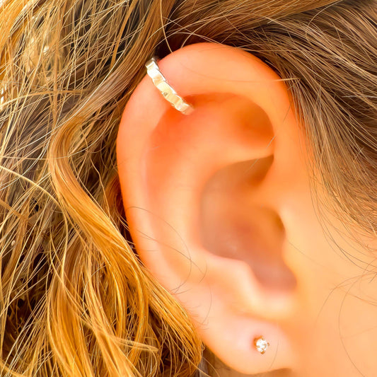 Flat Woven Mini Ear Cuff, Sterling Silver