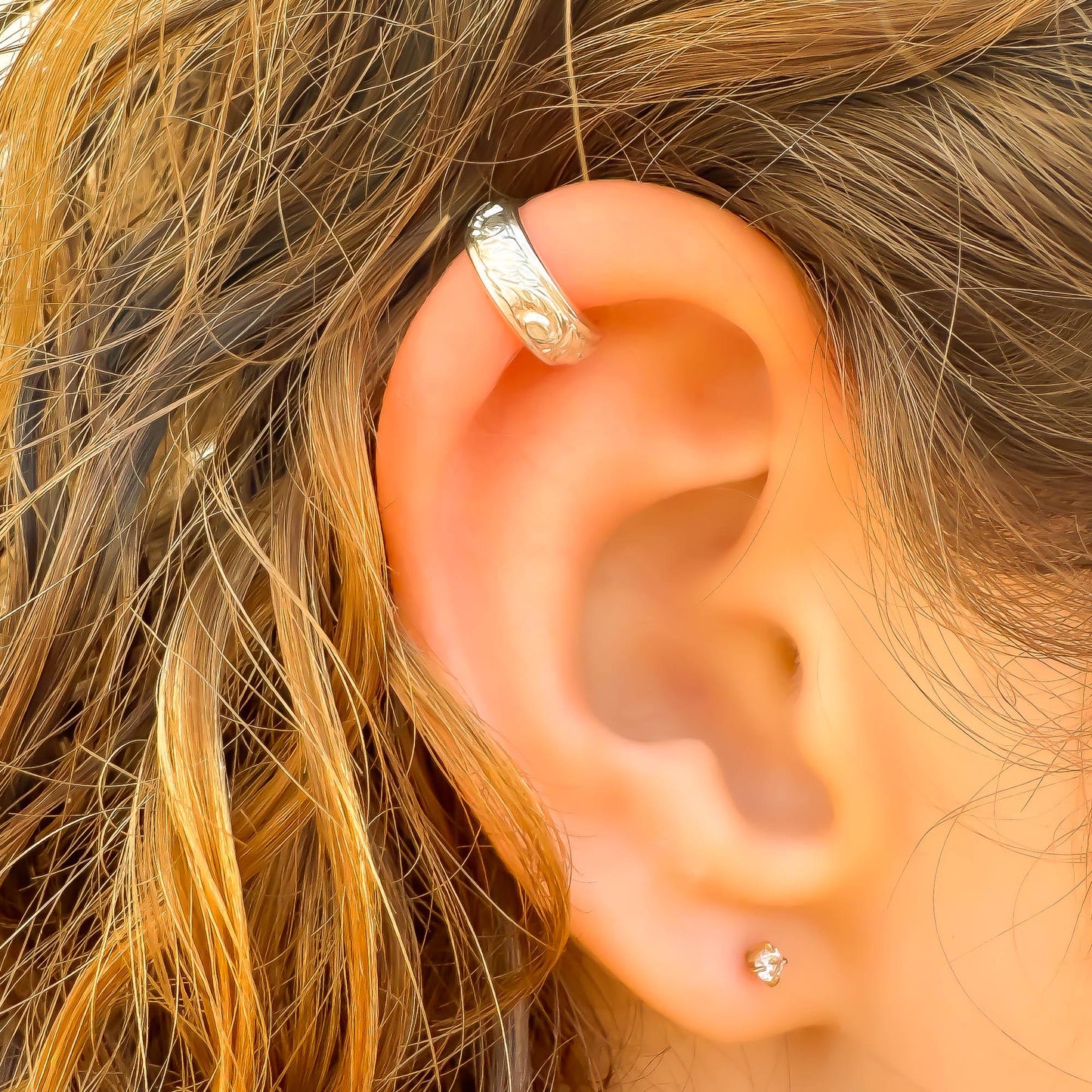 Leaf Swirl Mini Ear Cuff, Sterling Silver