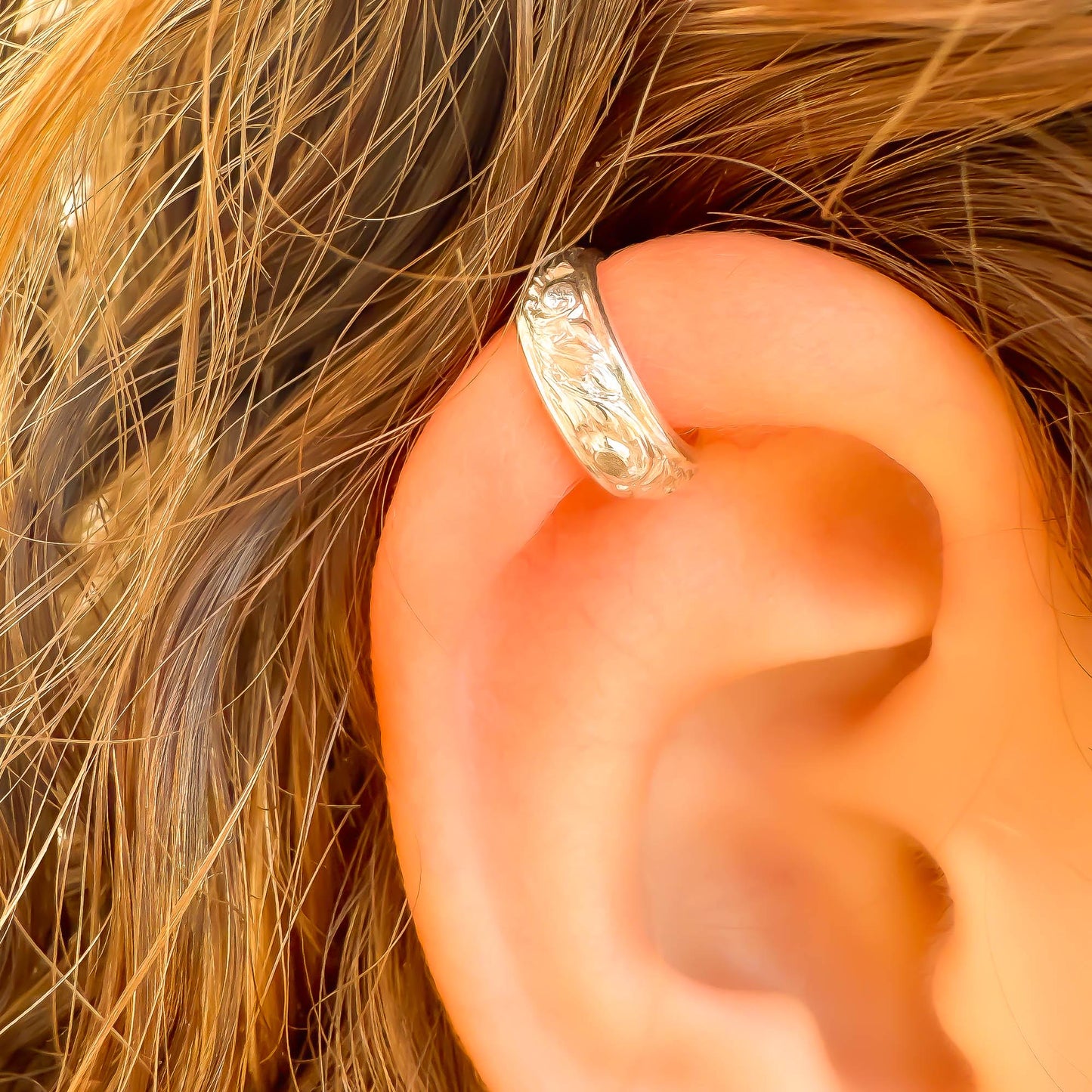 Leaf Swirl Mini Ear Cuff, Sterling Silver