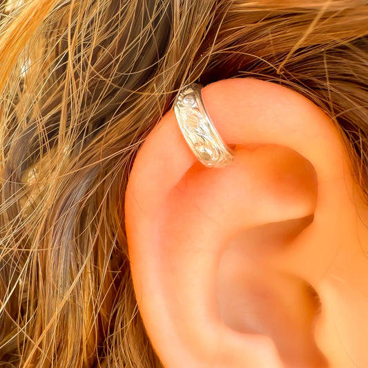 Leaf Swirl Mini Ear Cuff, Sterling Silver