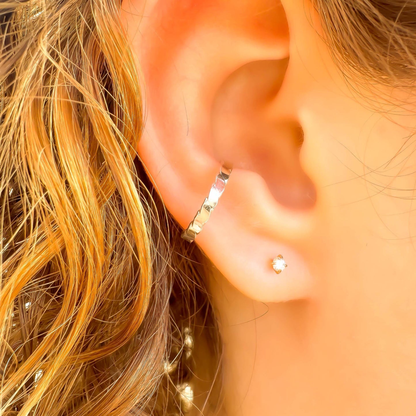 Flat Woven Conch Ear Cuff, Sterling Silver