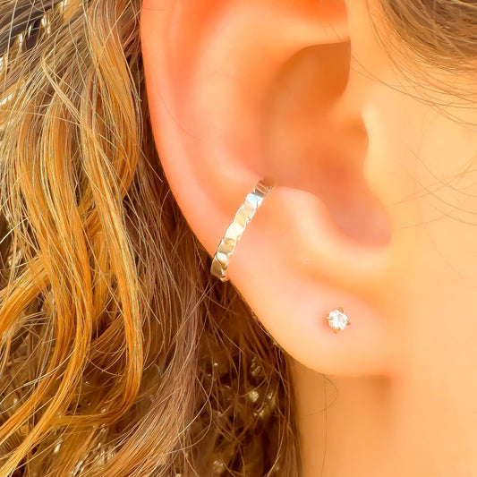 Flat Woven Conch Ear Cuff, Sterling Silver