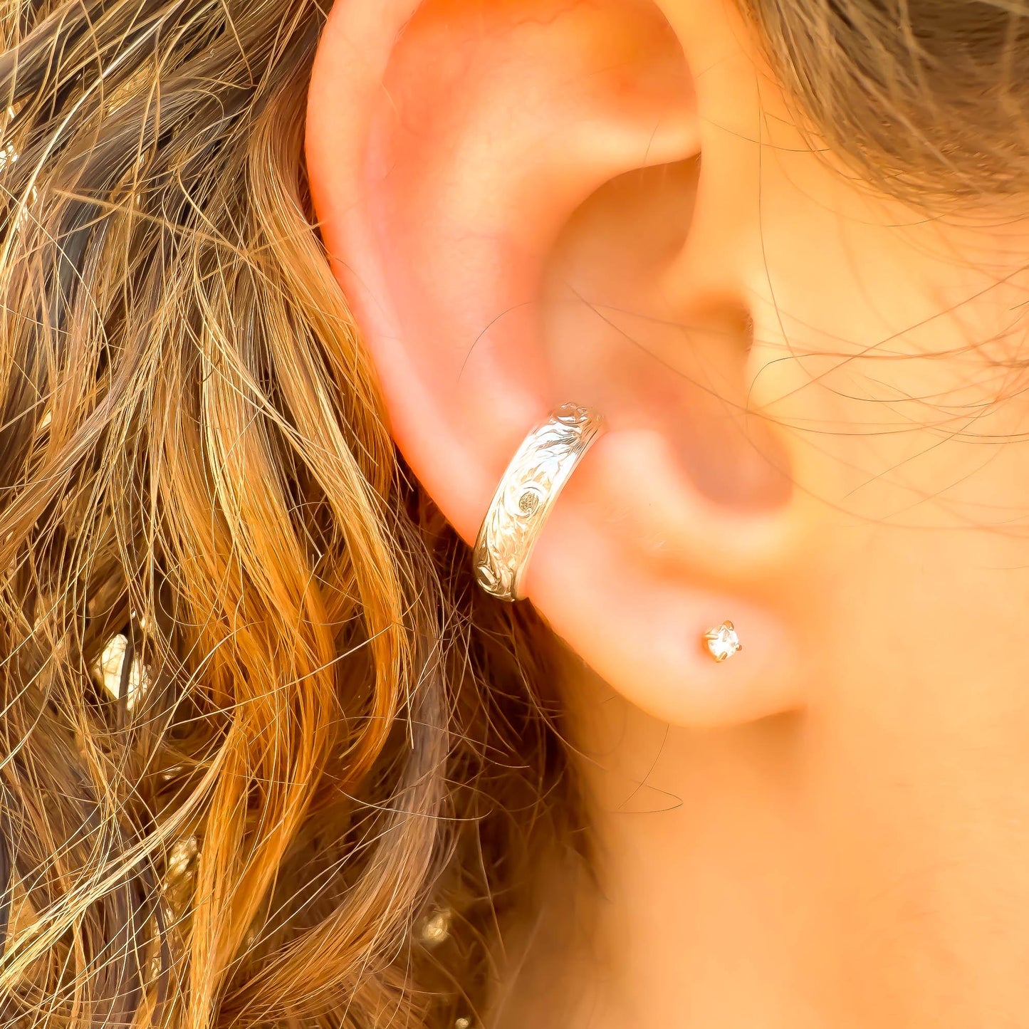 Leaf Swirl Conch Ear Cuff, Sterling Silver