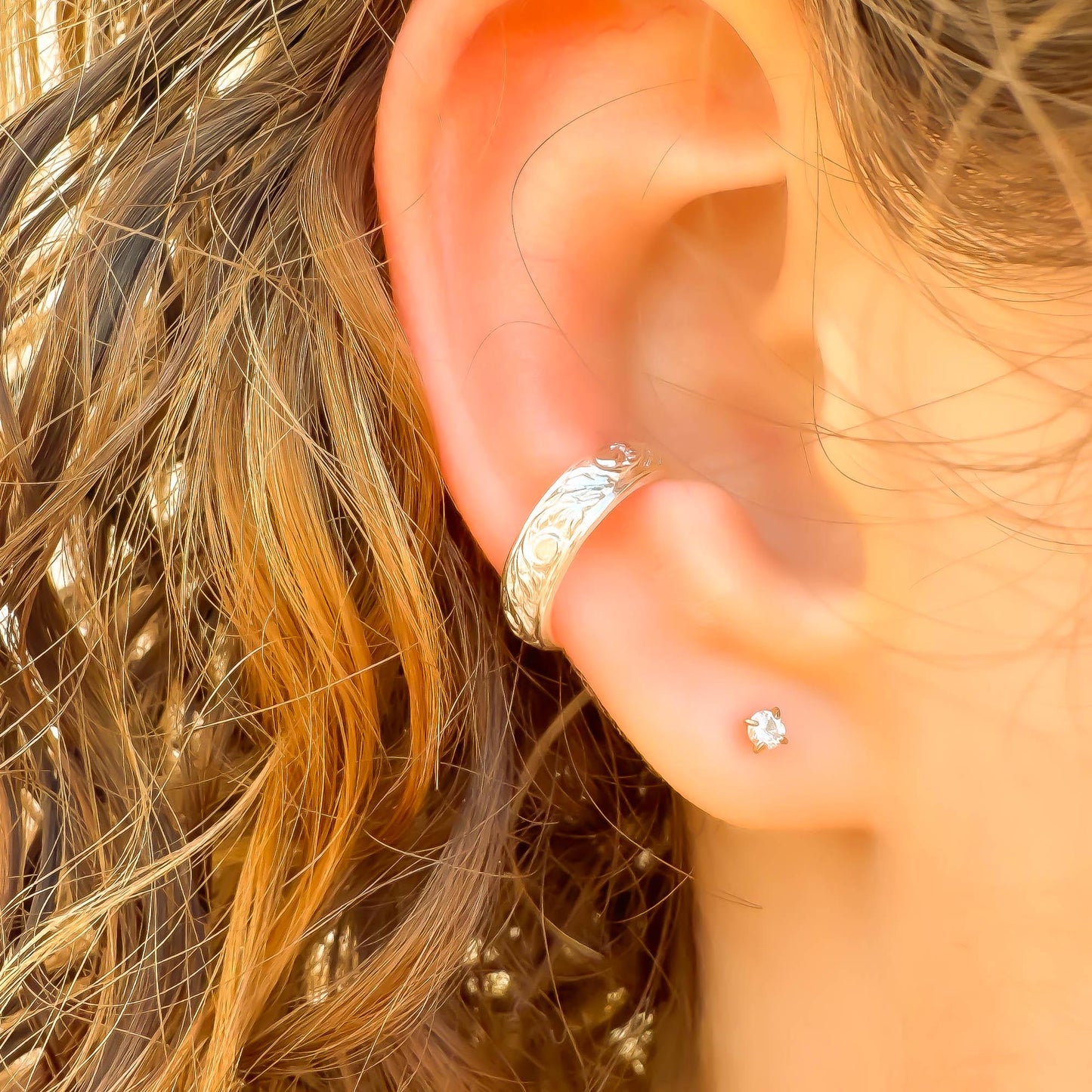 Leaf Swirl Conch Ear Cuff, Sterling Silver