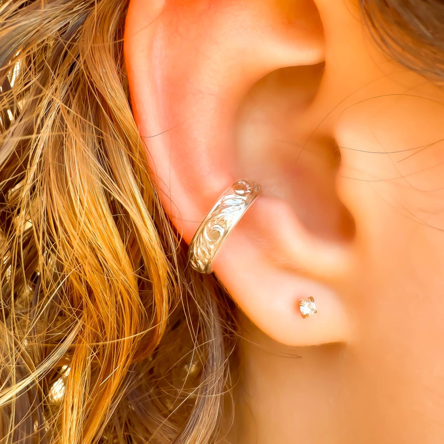 Leaf Swirl Conch Ear Cuff, Sterling Silver