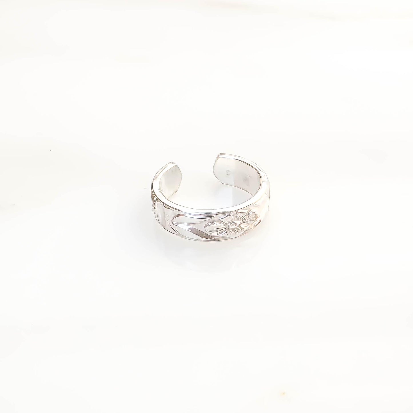 Flat Floral Mini Ear Cuff, Sterling Silver