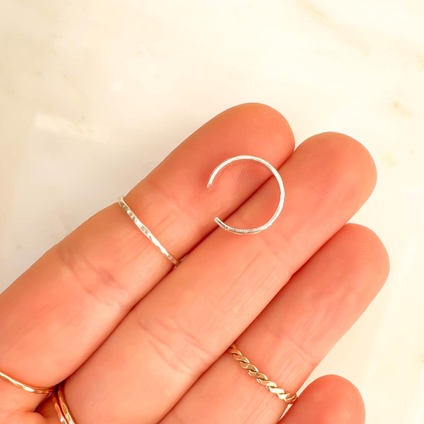 Floral Flat Conch Ear Cuff, Sterling Silver