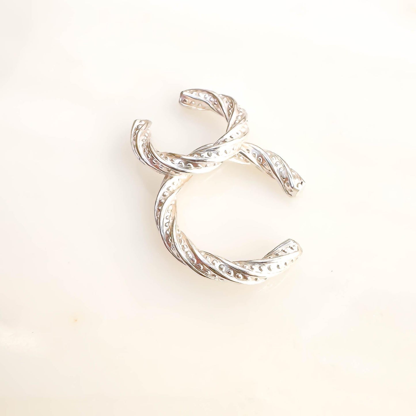 Thick Twist Conch Ear Cuff, Sterling Silver