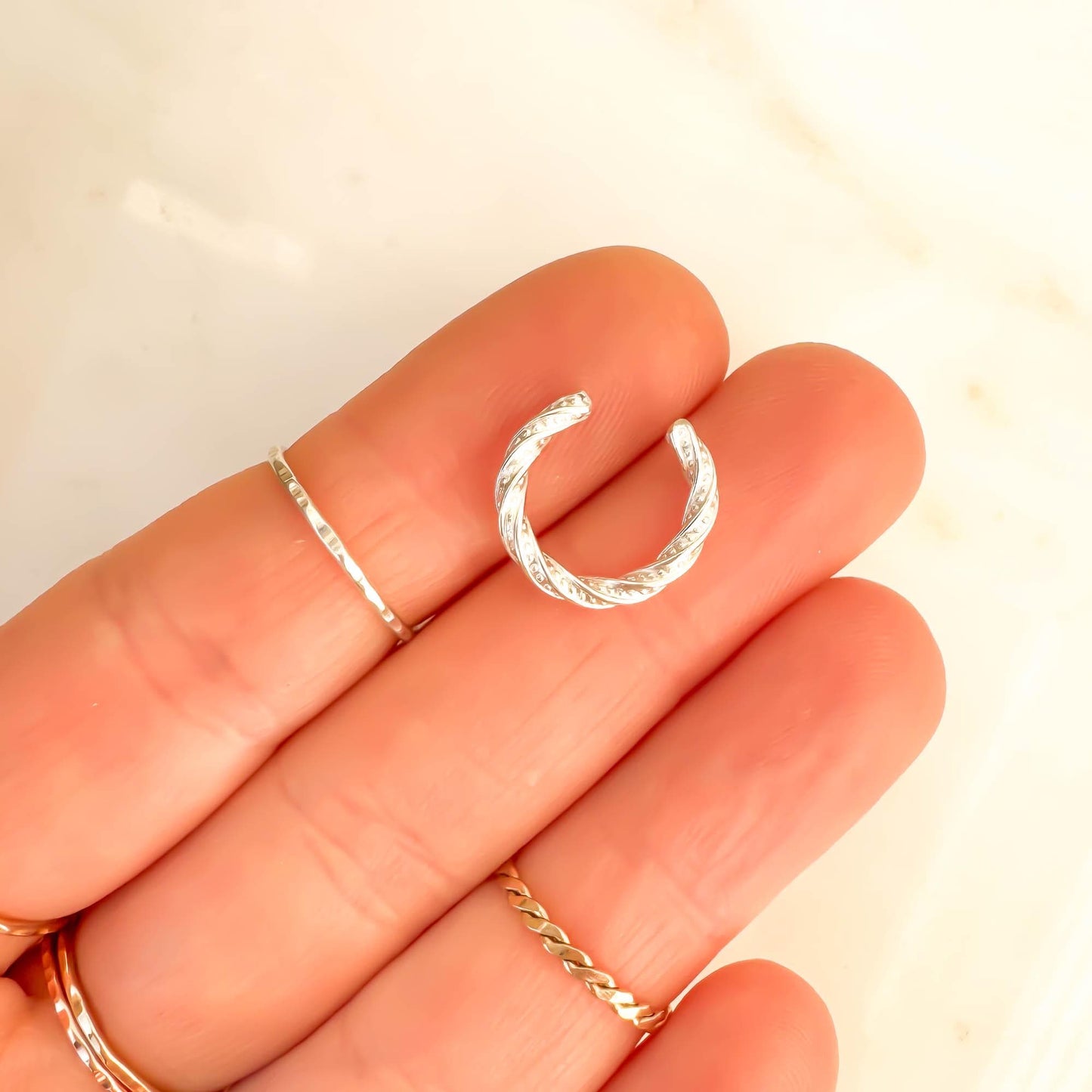 Thick Twist Conch Ear Cuff, Sterling Silver
