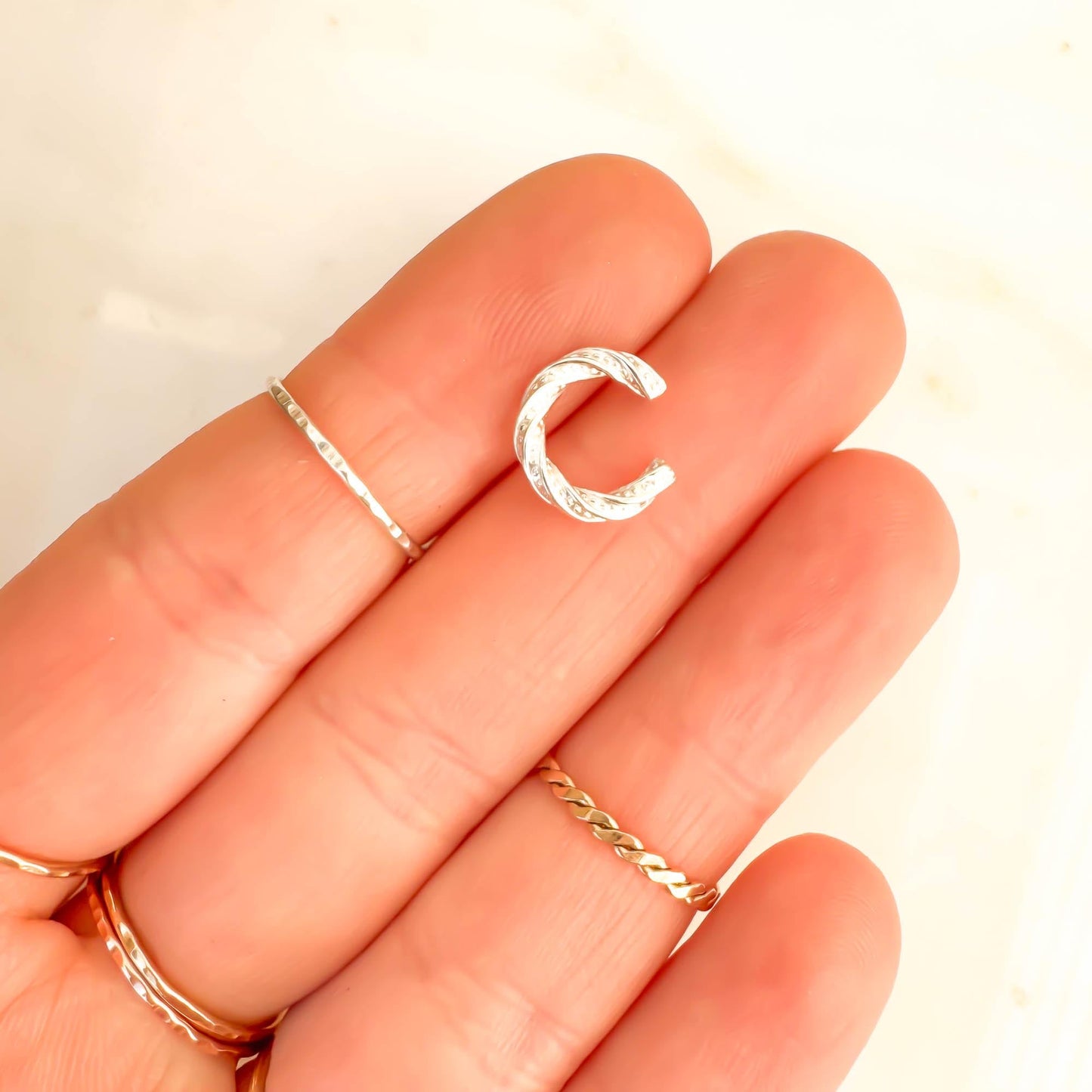 Thick Twist Mini Ear Cuff, Sterling Silver