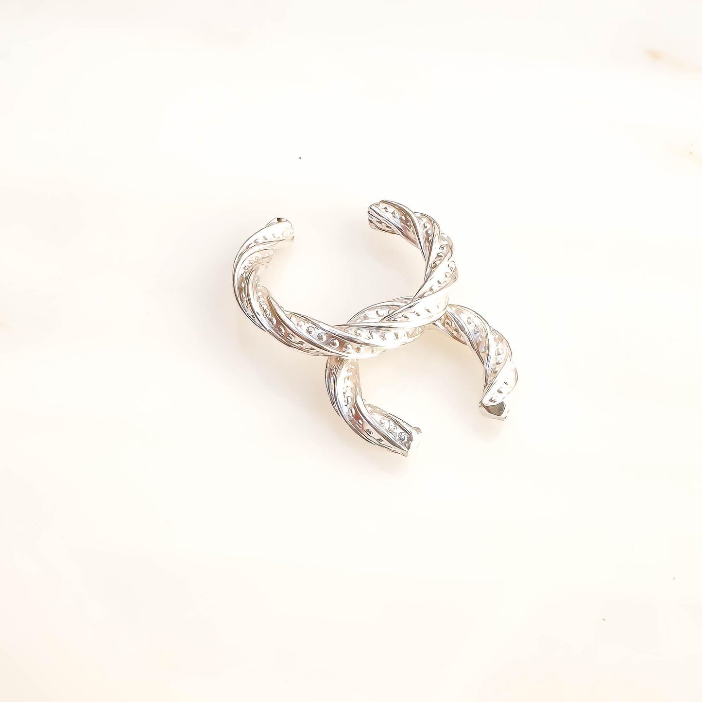 Thick Twist Mini Ear Cuff, Sterling Silver