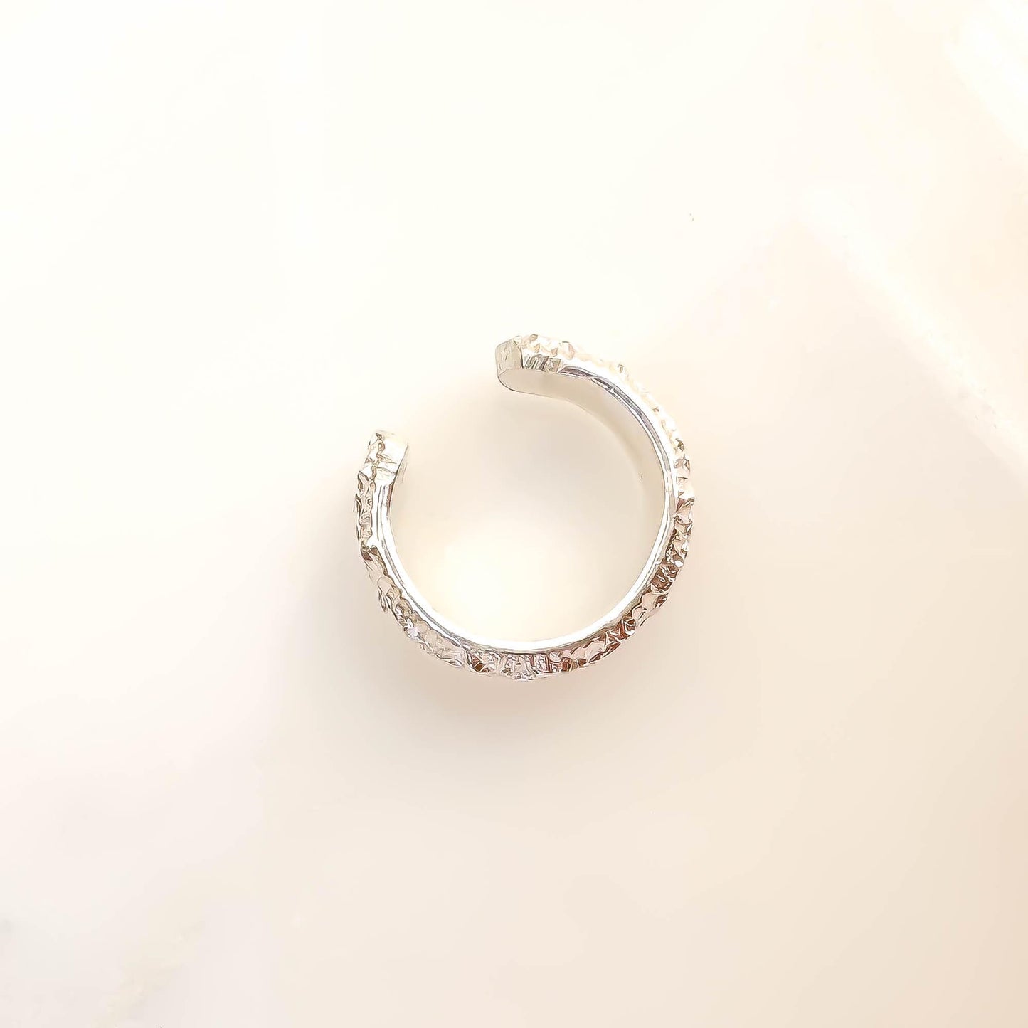 Floral Thick Conch Ear Cuff, Sterling Silver