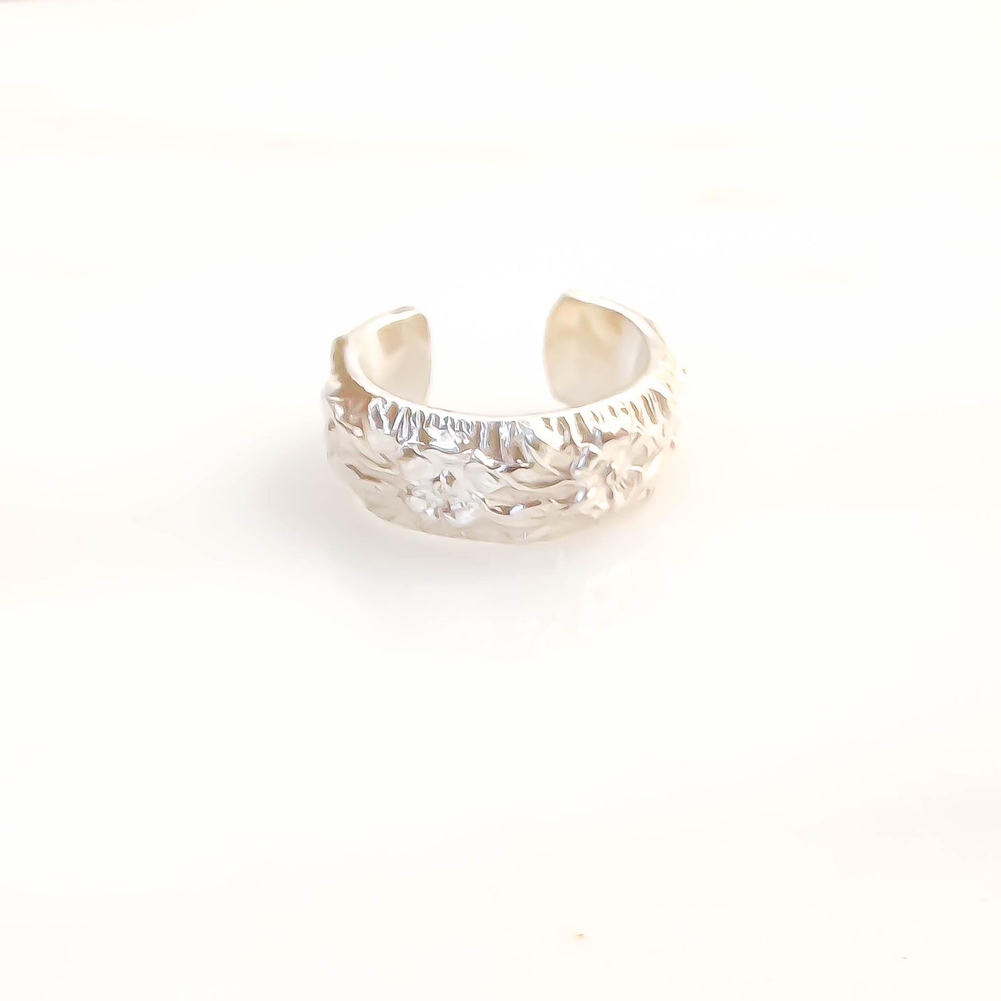 Floral Thick Conch Ear Cuff, Sterling Silver