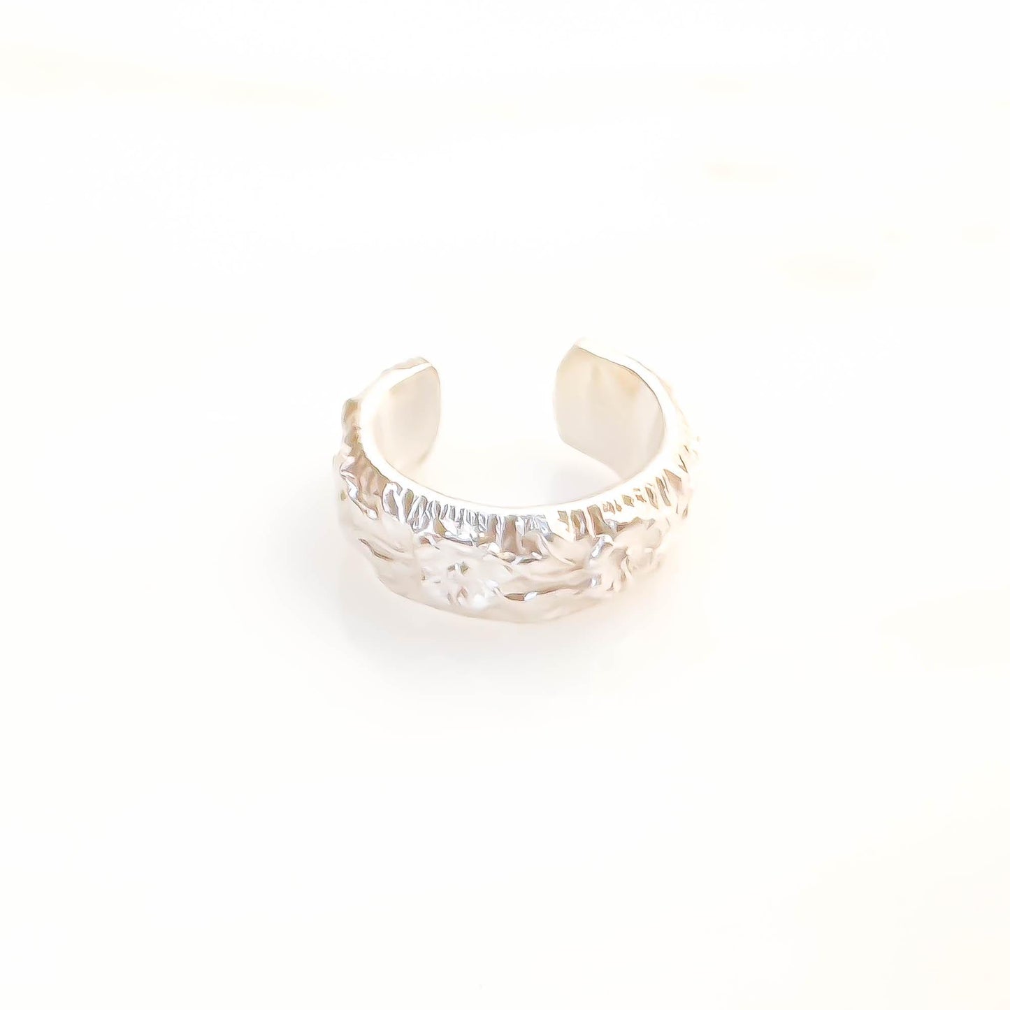 Floral Thick Conch Ear Cuff, Sterling Silver