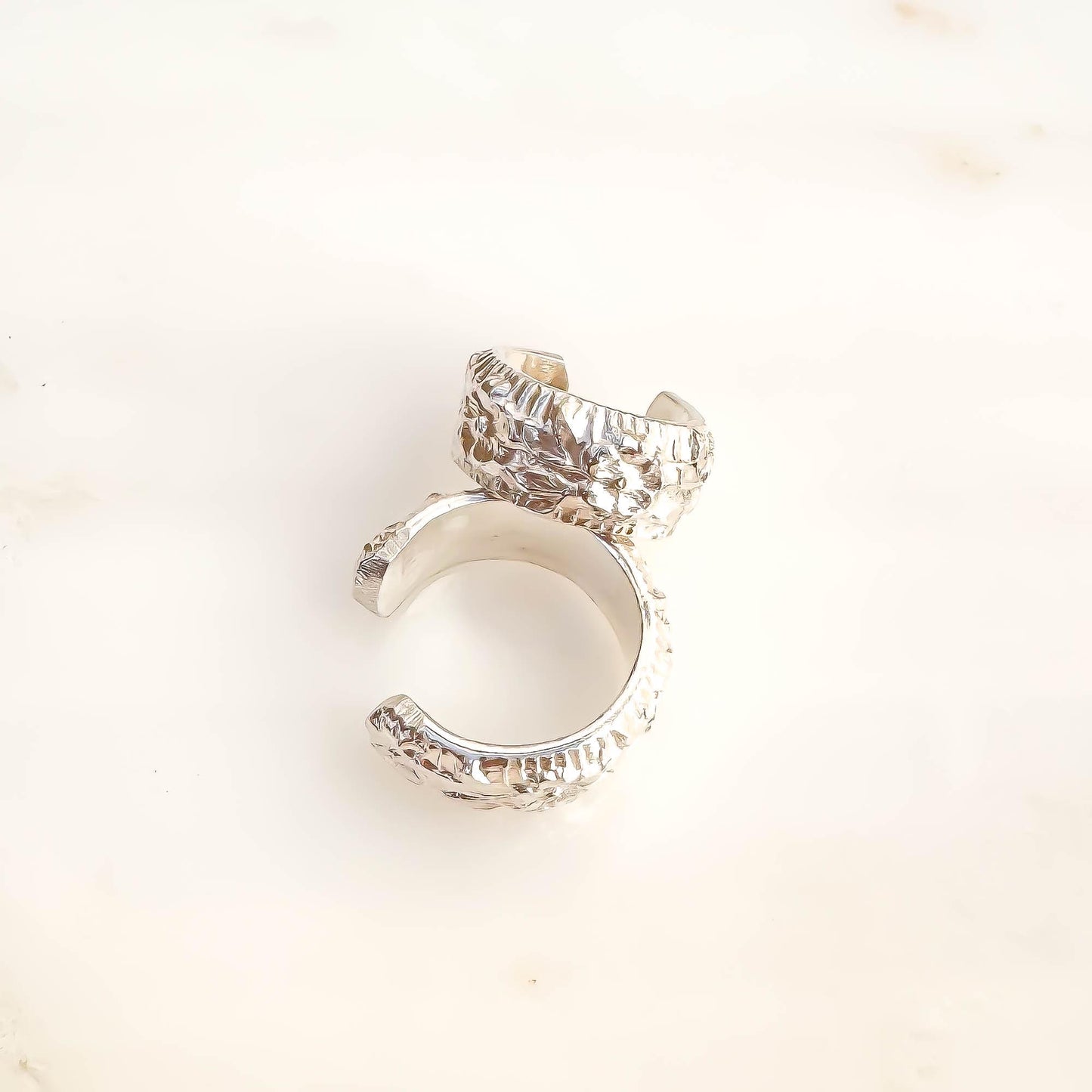 Floral Thick Mini Ear Cuff, Sterling Silver