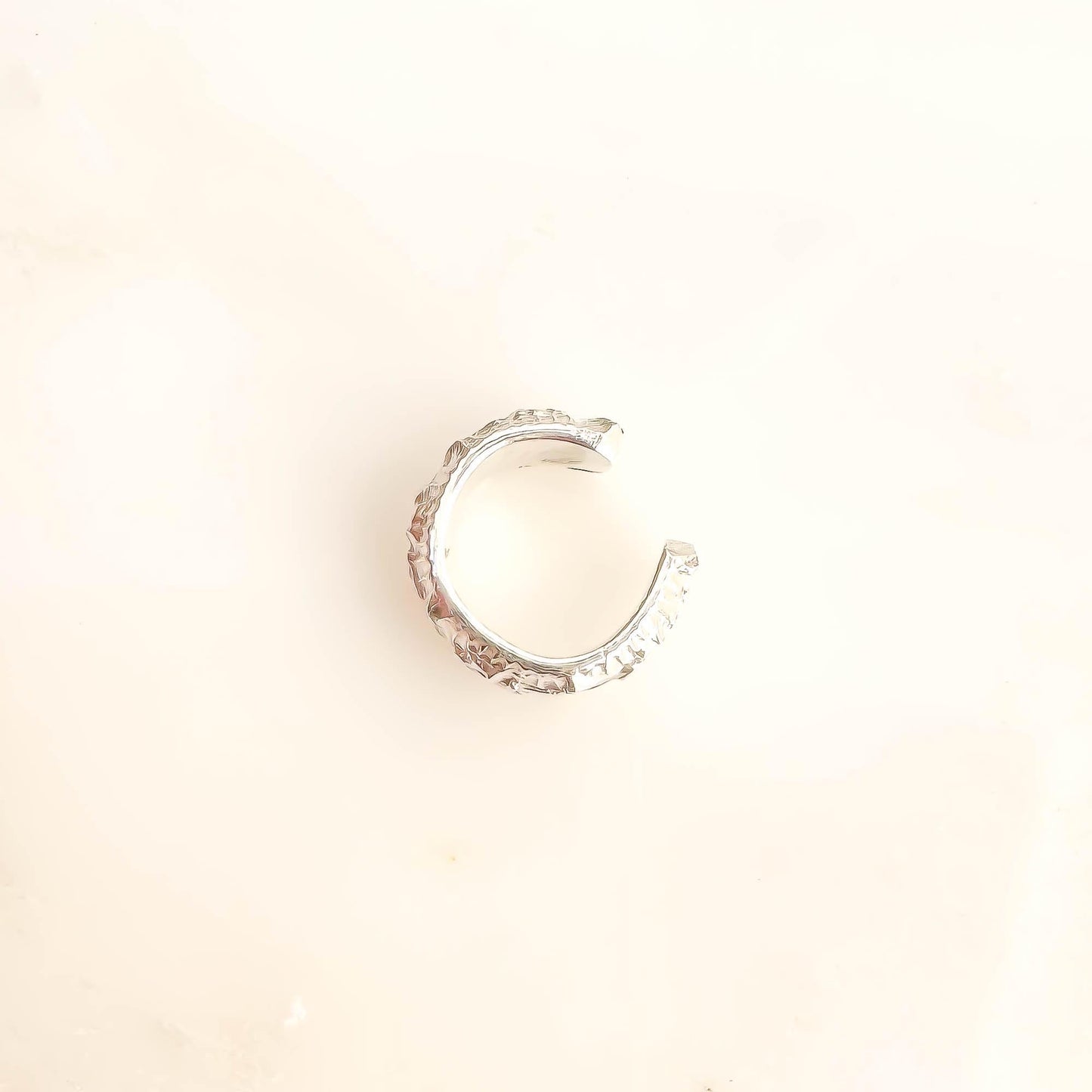 Floral Thick Mini Ear Cuff, Sterling Silver