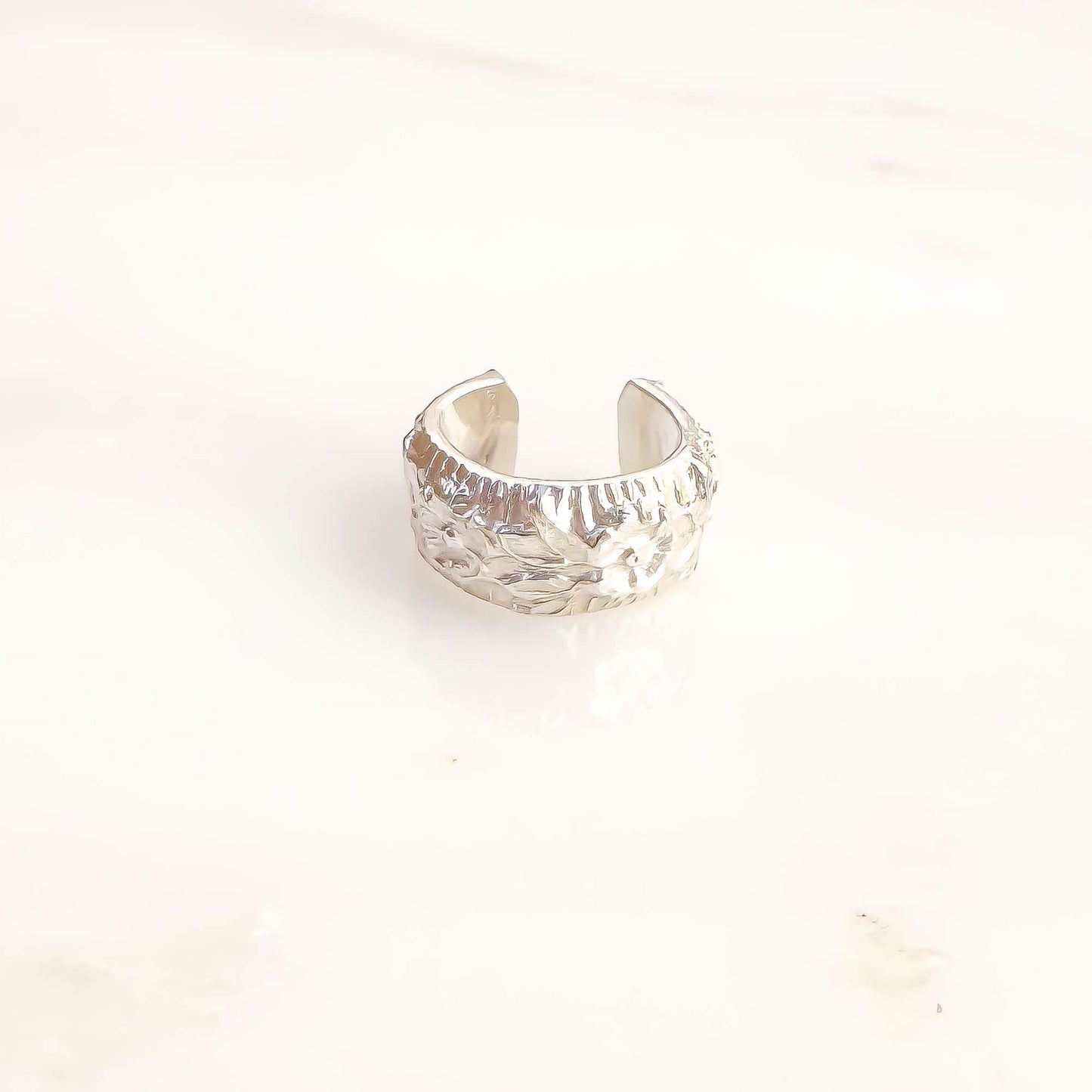 Floral Thick Mini Ear Cuff, Sterling Silver