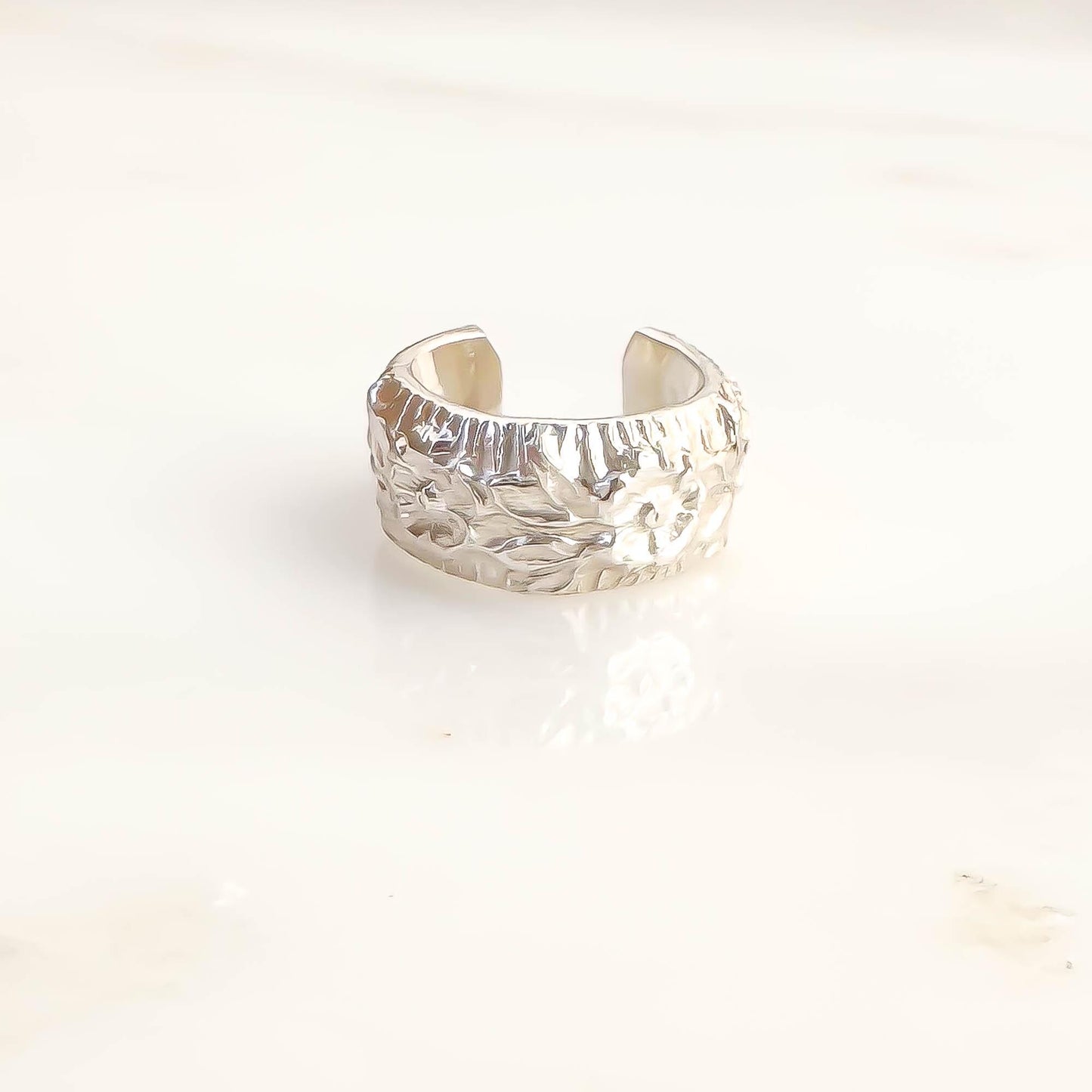 Floral Thick Mini Ear Cuff, Sterling Silver