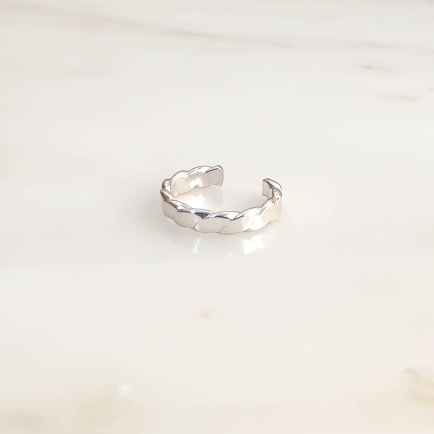 Flat Woven Mini Ear Cuff, Sterling Silver