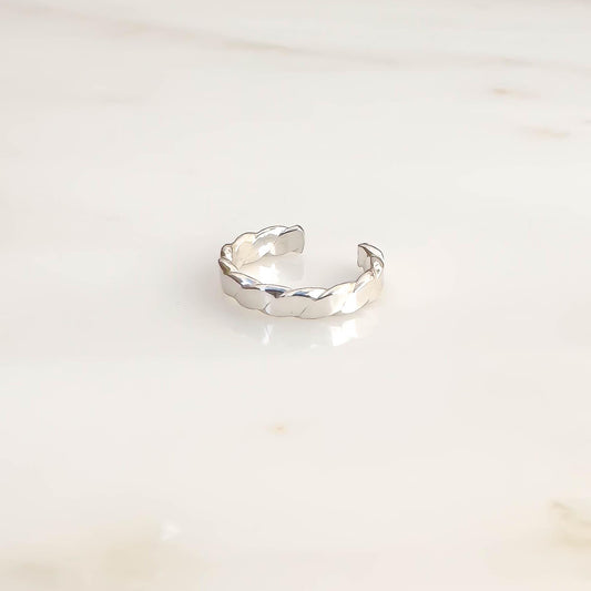 Flat Woven Mini Ear Cuff, Sterling Silver