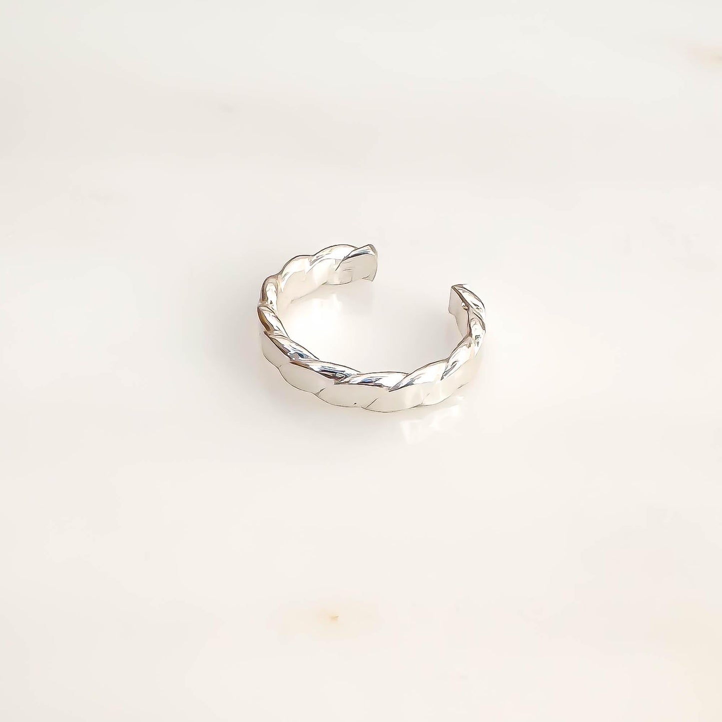 Flat Woven Mini Ear Cuff, Sterling Silver