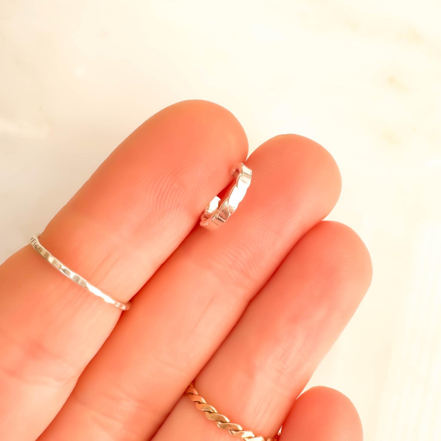 Flat Woven Mini Ear Cuff, Sterling Silver