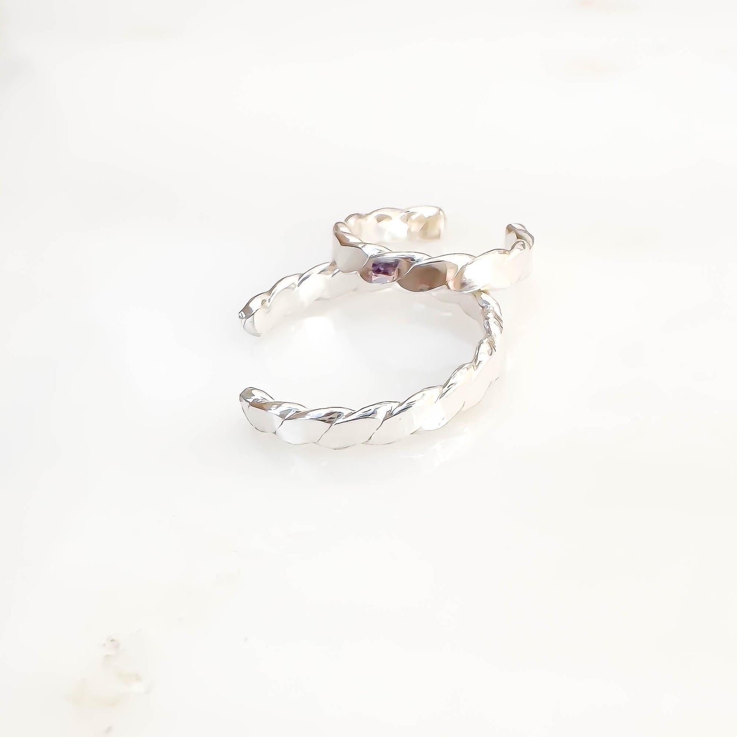 Flat Woven Mini Ear Cuff, Sterling Silver