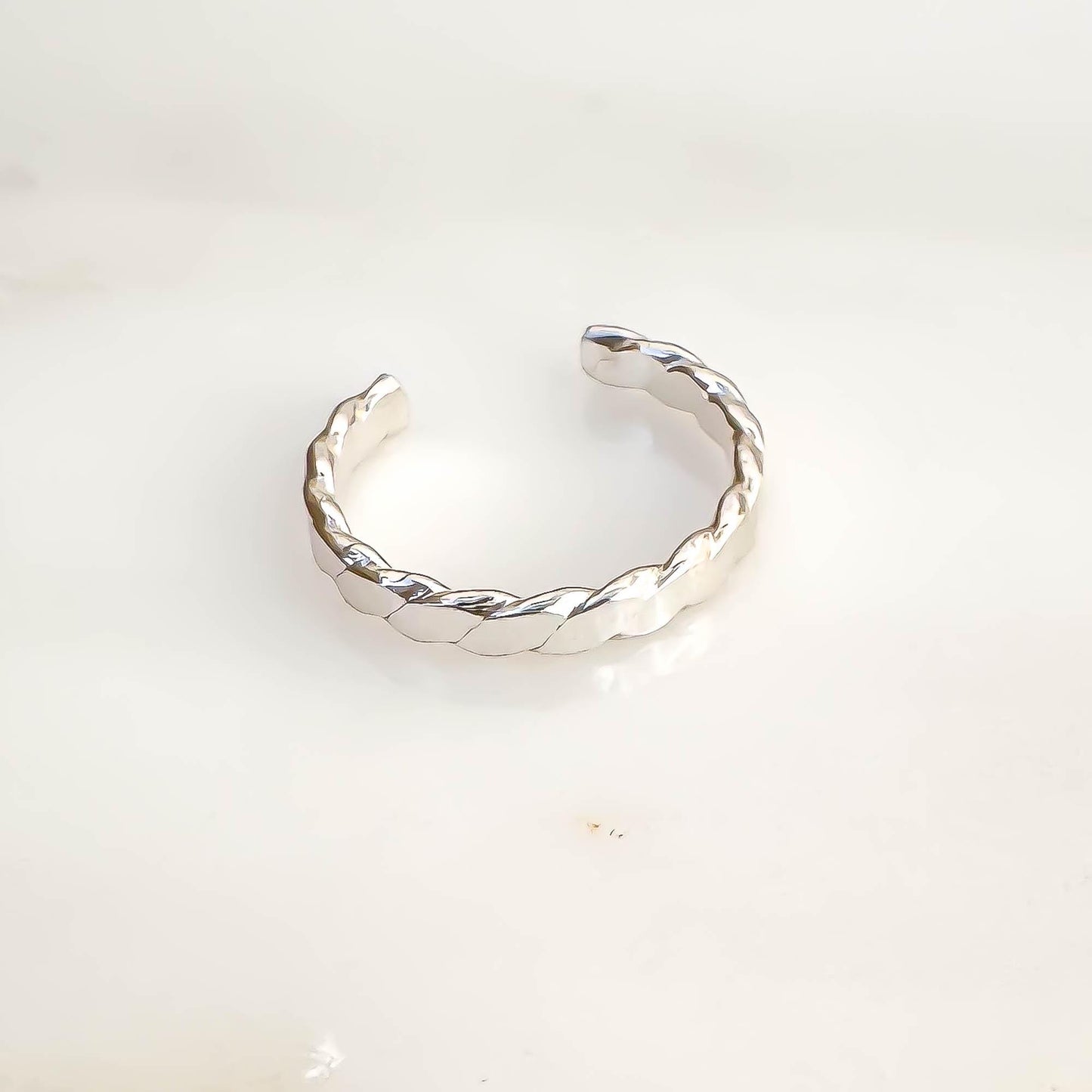 Flat Woven Conch Ear Cuff, Sterling Silver