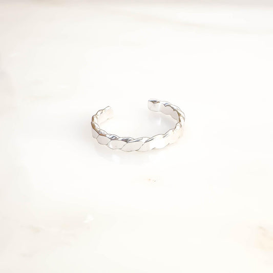 Flat Woven Conch Ear Cuff, Sterling Silver