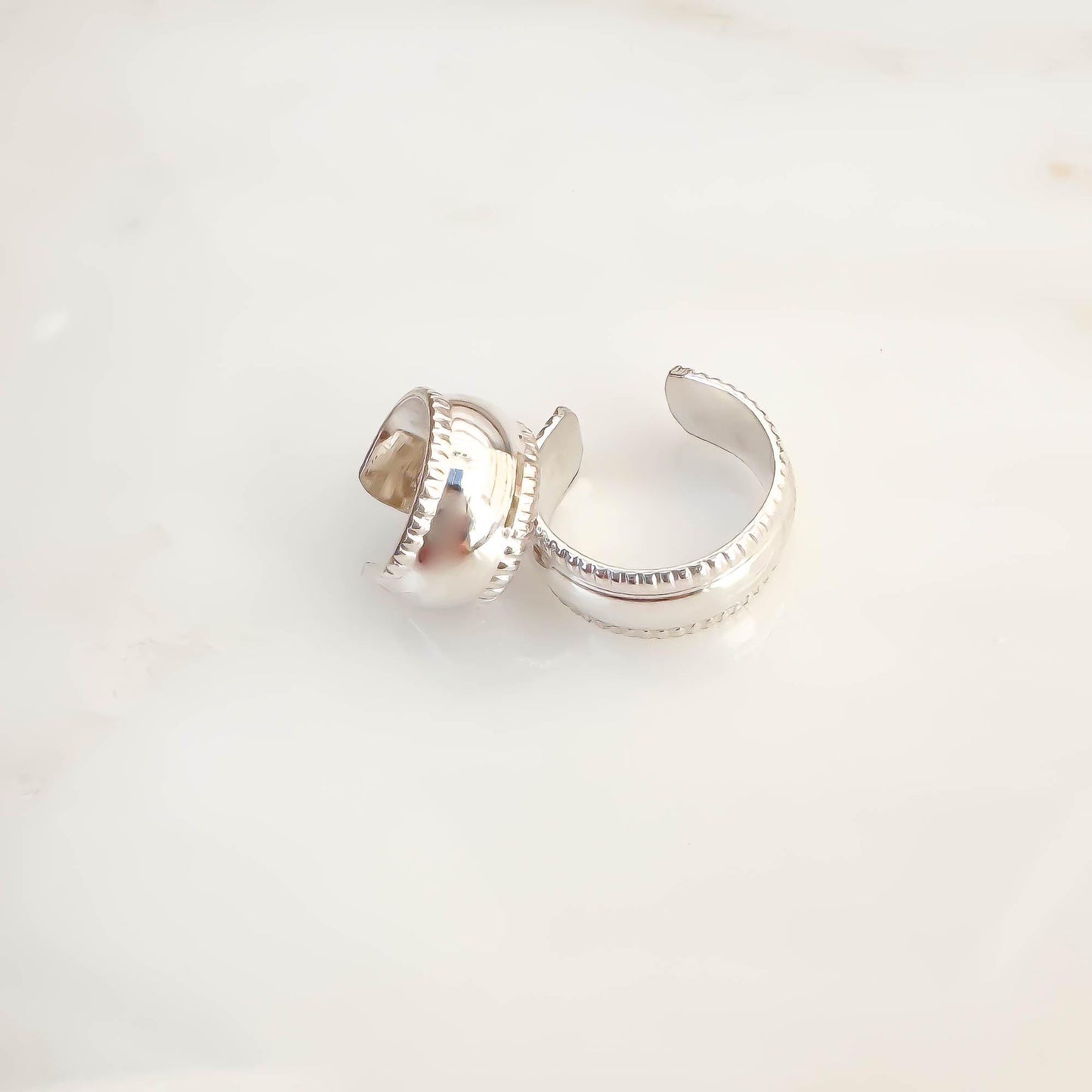 Mini Thick Domed Ear Cuff, Sterling Silver