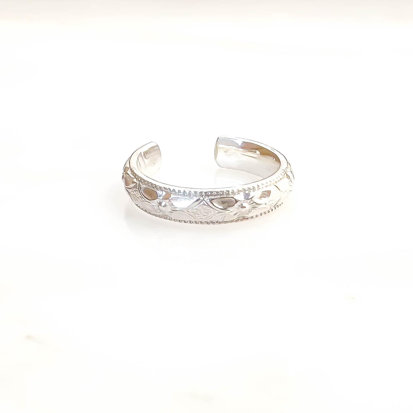 Floral Engraved Conch Ear Cuff, Sterling Silver