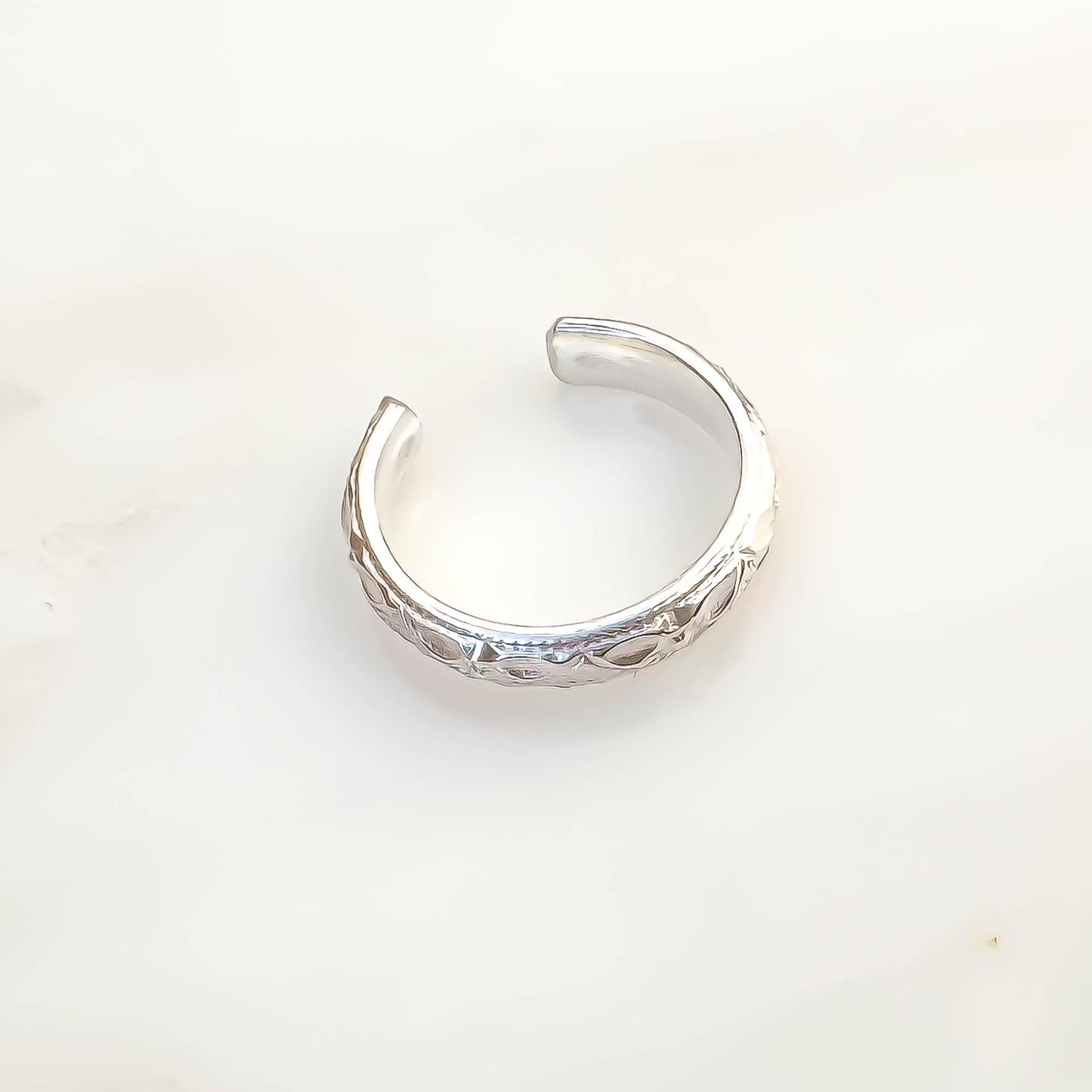 Floral Engraved Conch Ear Cuff, Sterling Silver