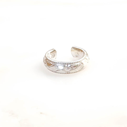 Floral Engraved Mini Ear Cuff, Sterling Silver