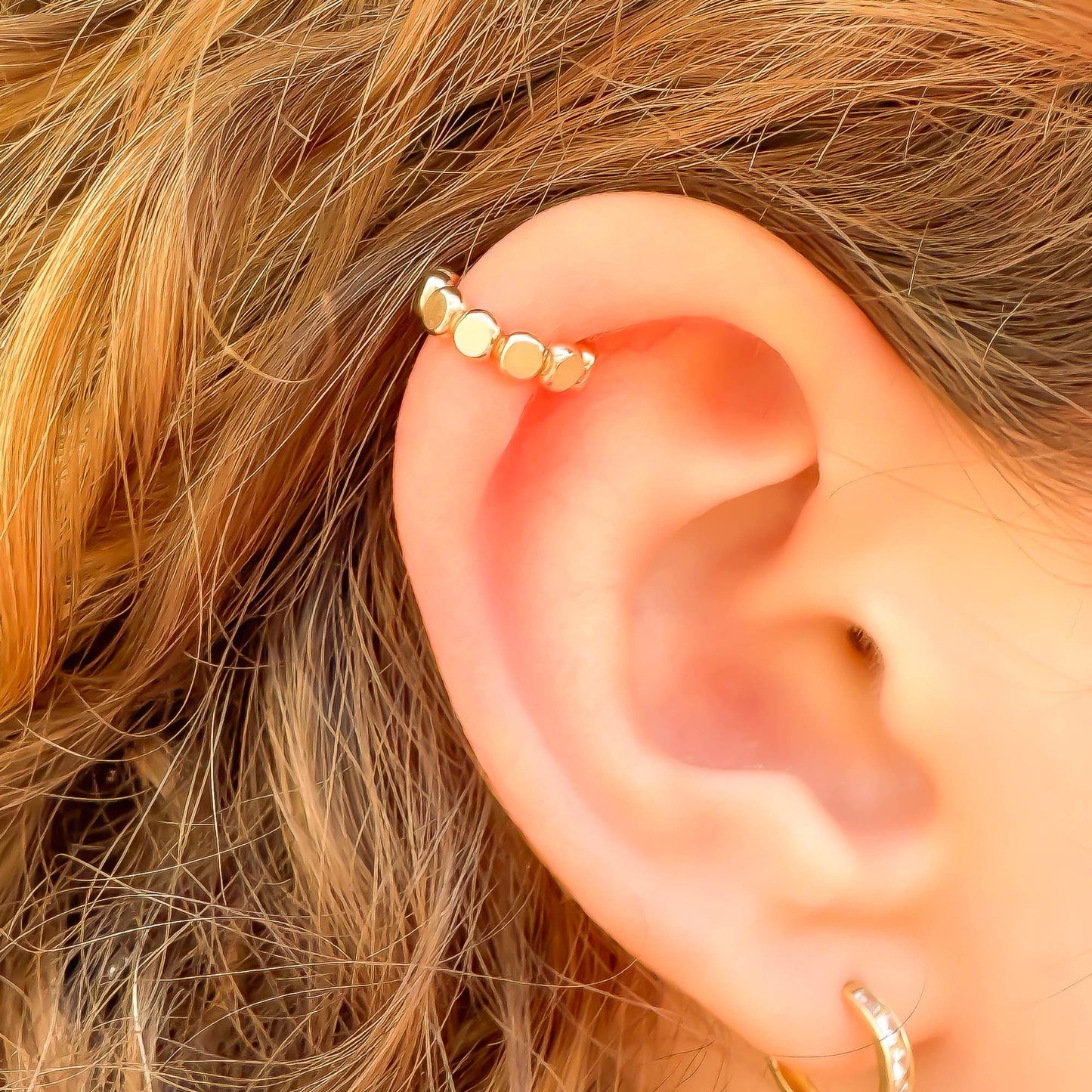 Flat Bead Mini Ear Cuff, 14K Gold Filled