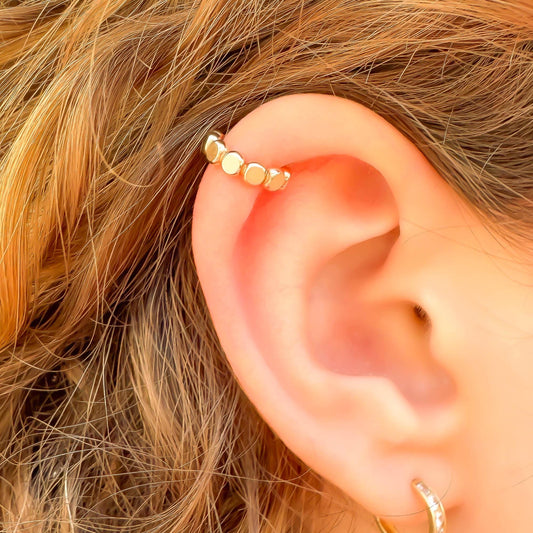 Flat Bead Mini Ear Cuff, 14K Gold Filled