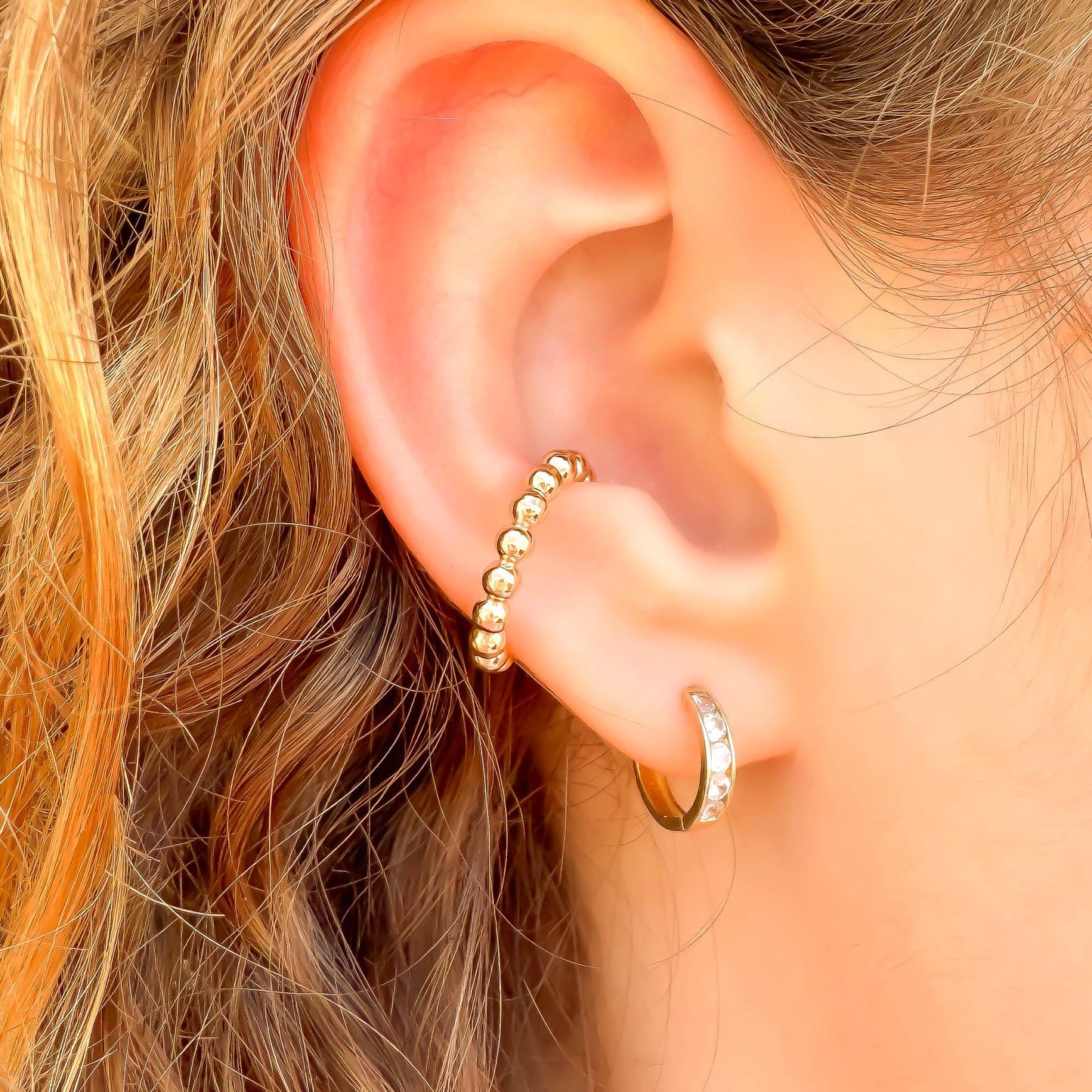 Bead Conch Ear Cuff, 14K Gold Filled