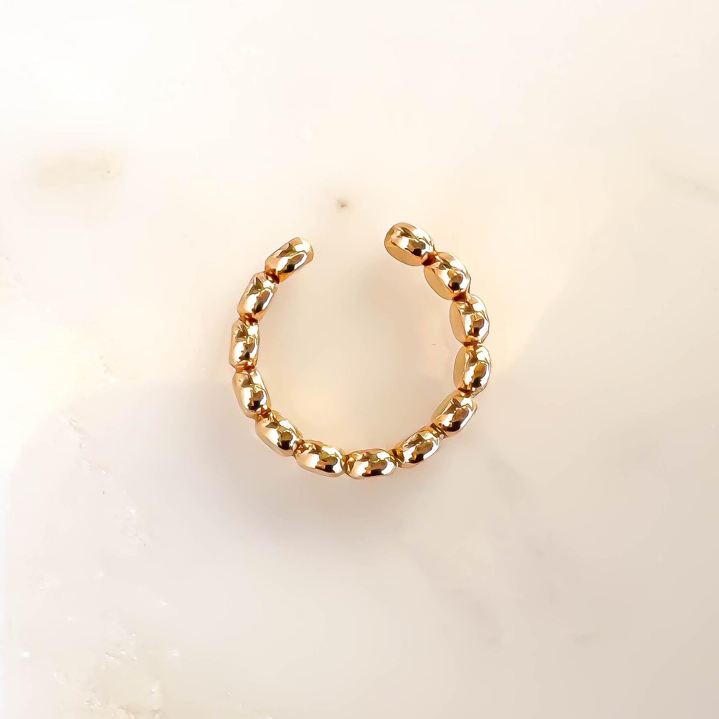 Flat Bead Conch Ear Cuff, 14K Gold Filled