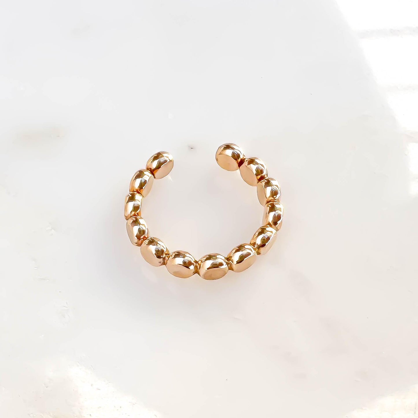 Flat Bead Conch Ear Cuff, 14K Gold Filled