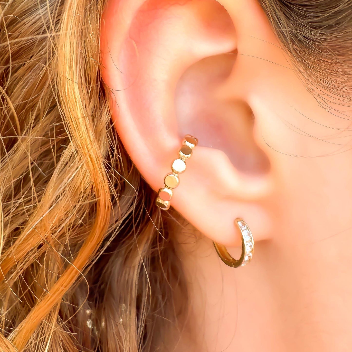 Flat Bead Conch Ear Cuff, 14K Gold Filled