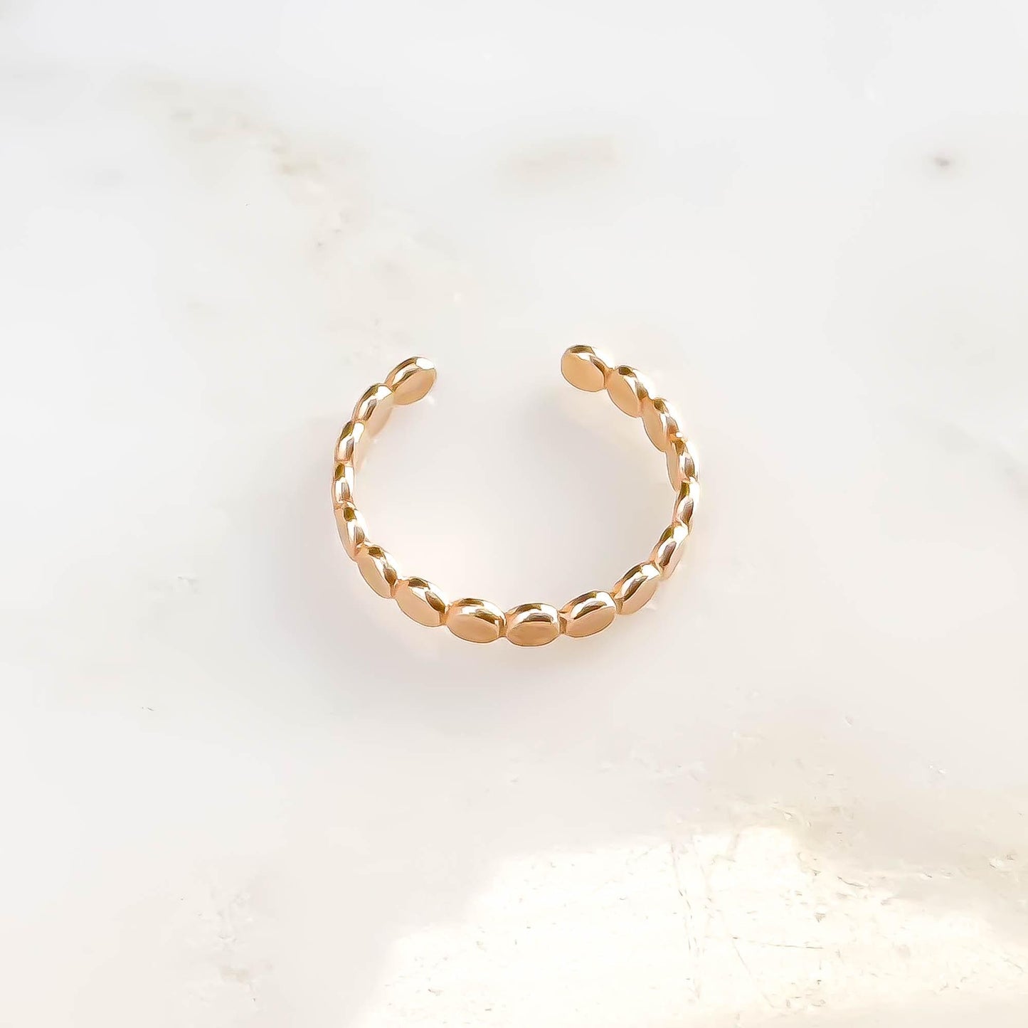 Dainty Flat Bead Conch Ear Cuff, 14K Gold Filled