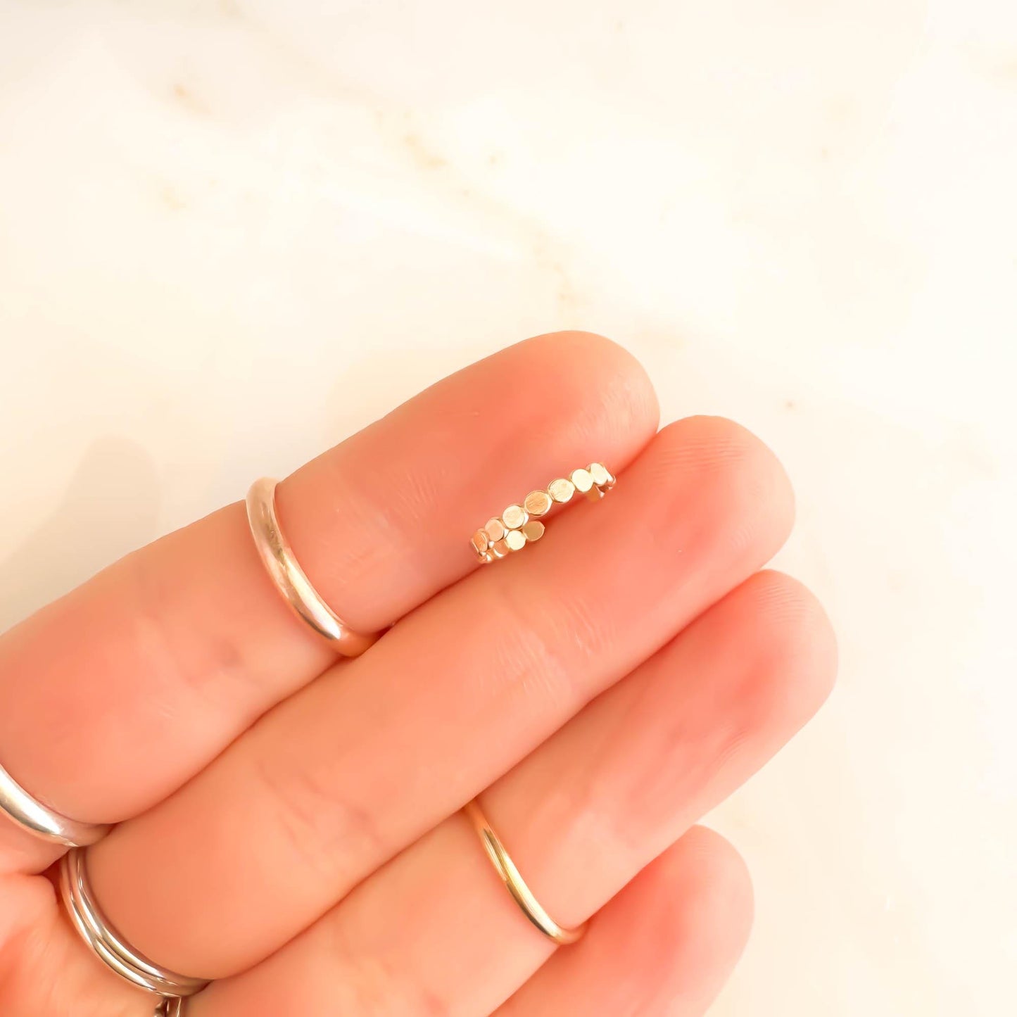 Dainty Flat Bead Conch Ear Cuff, 14K Gold Filled