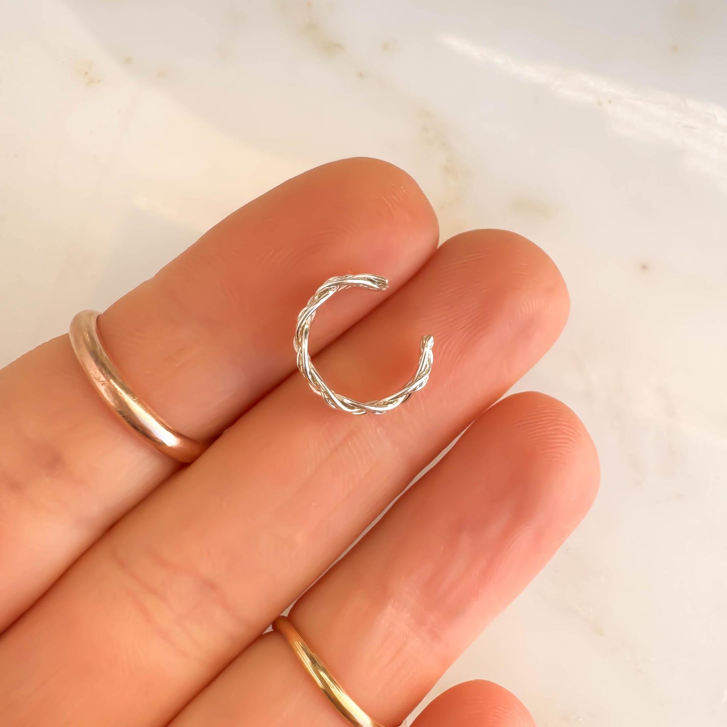 Braid Twist Conch Ear Cuff, Sterling Silver